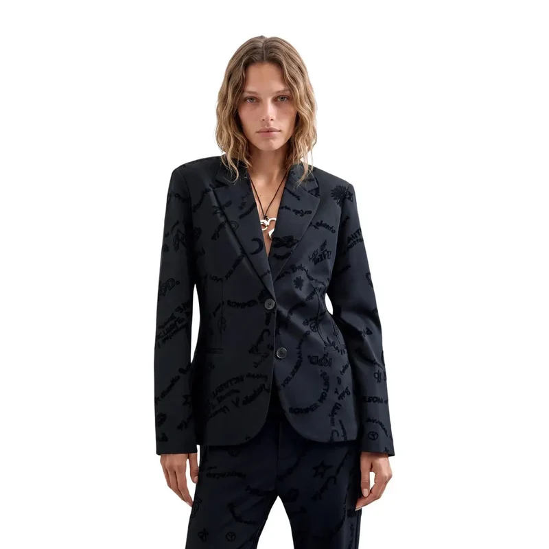 Desigual Damen Blazer Schwarz Viskosemischung Elegant