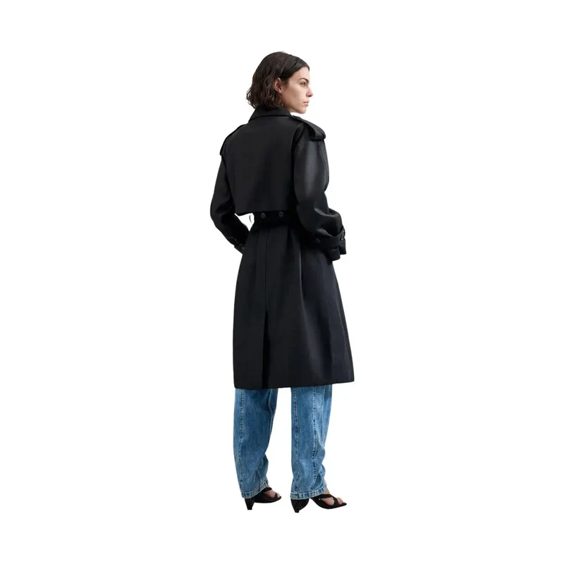 Desigual Damen Trenchblazer aus schwarzem Baumwoll-Lyocell-Hybrid