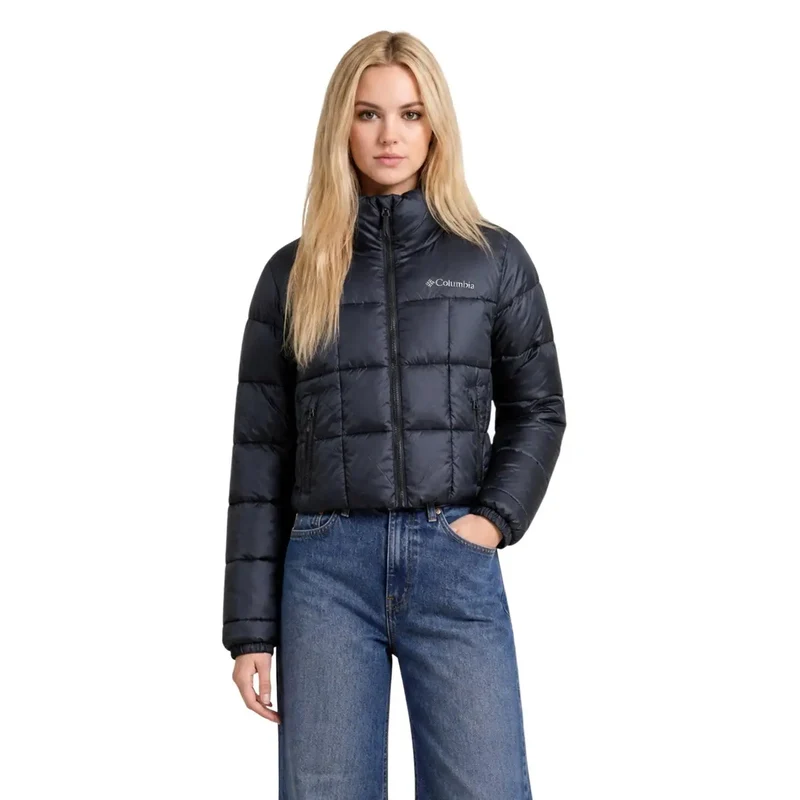 Columbia Schwarze, kurze Damen-Polyesterjacke mit Reißverschluss