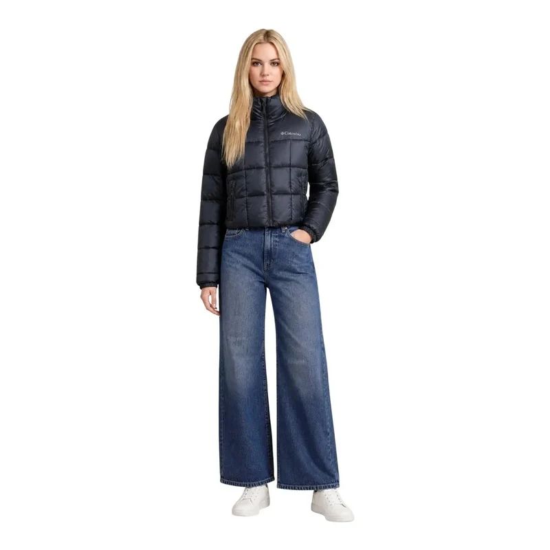 Columbia Schwarze, kurze Damen-Polyesterjacke mit Reißverschluss