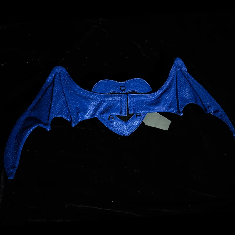 Gothic-Tasche für Damen, Teufelsauge, Fledermausflügel, Herz, Blau