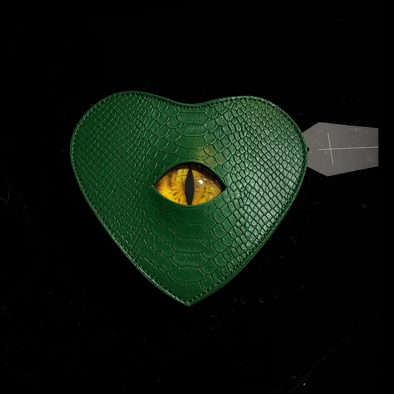 Gothic-Tasche für Damen, Teufelsauge, Fledermausflügel, Herz, Grün