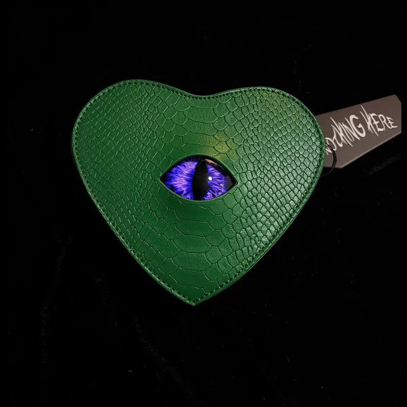 Gothic-Tasche für Damen, Teufelsauge, Fledermausflügel, Herz, Grün