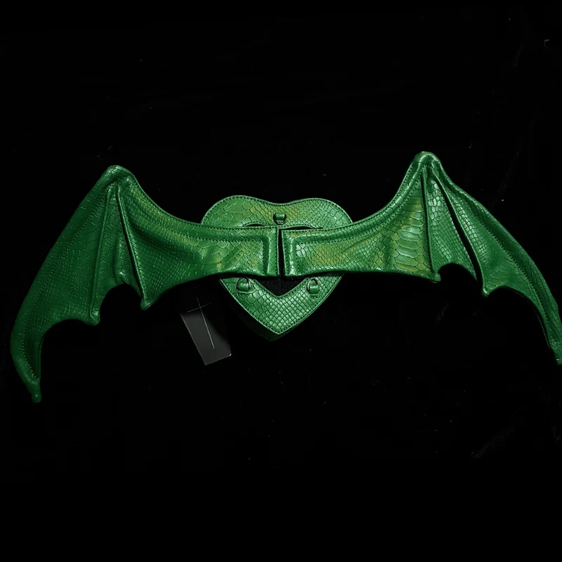 Gothic-Tasche für Damen, Teufelsauge, Fledermausflügel, Herz, Grün