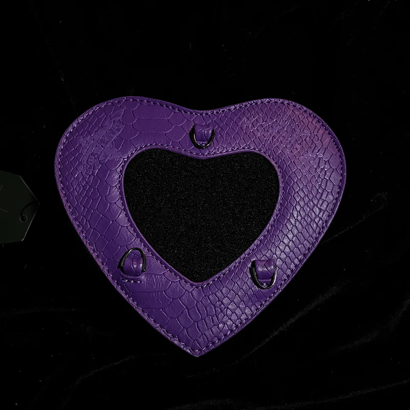 Gothic-Tasche für Damen, Teufelsauge, Fledermausflügel, Herz, Lila
