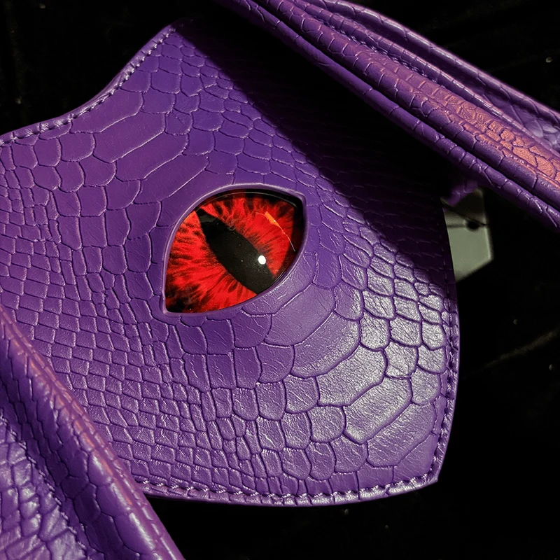 Gothic-Tasche für Damen, Teufelsauge, Fledermausflügel, Herz, Lila