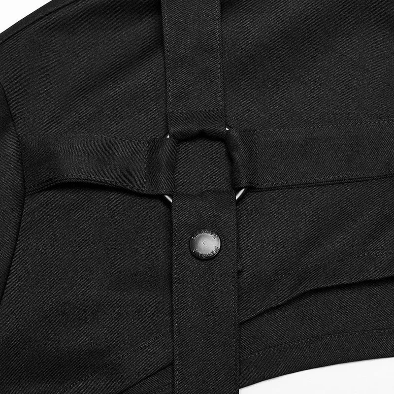 Punk-Umhang mit Stehkragen und Riemen für Damen