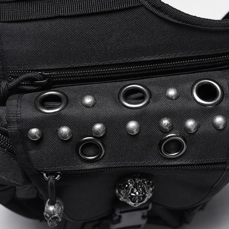 Unisex Punk Schnalle Ösen & Nieten Totenkopf Taille-Bein Tasche