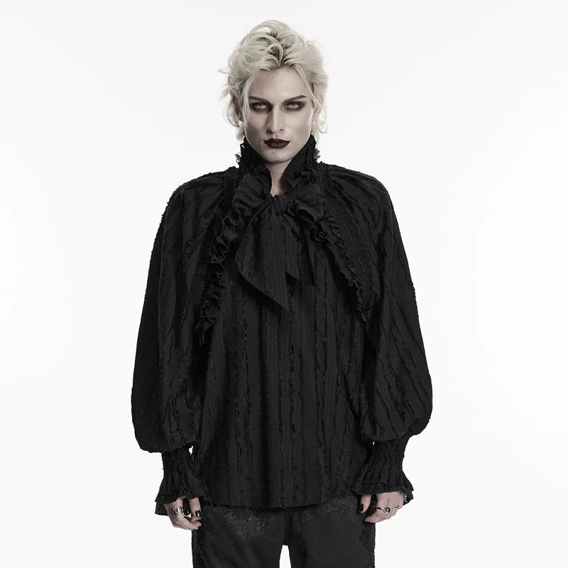 Gothic-Pullover für Herren mit Schleife und Rüschen