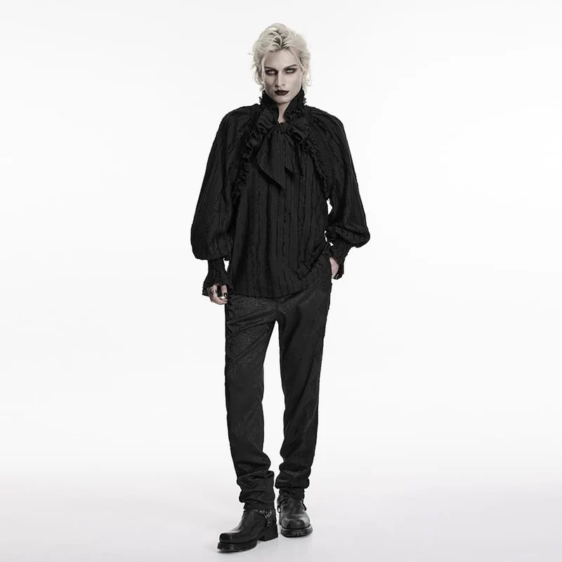 Gothic-Pullover für Herren mit Schleife und Rüschen