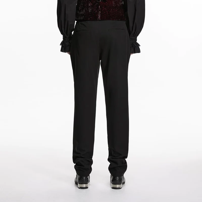 Schwarze Herrenhose im Gothic-Stil mit Stickereien und Patchwork-Muster