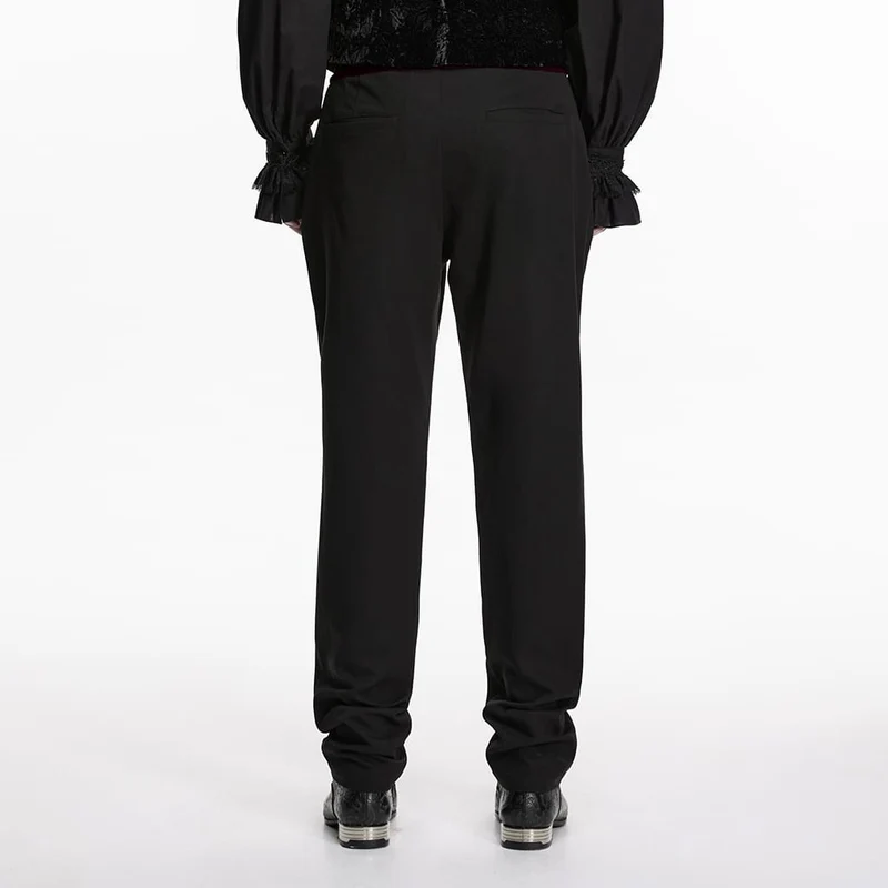 Gothic-Patchworkhose für Herren, bestickt, schwarz-rot