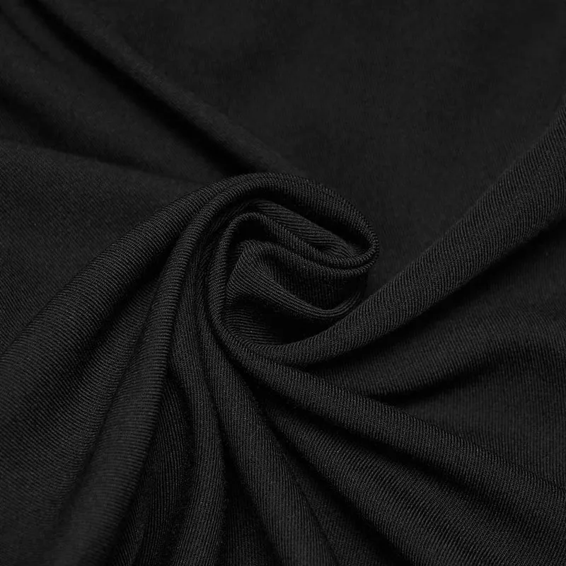 Gothic-Patchworkhose für Herren, bestickt, schwarz-rot