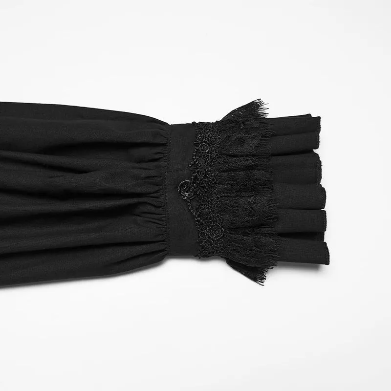 Gothic-Herrenhemd mit Rüschen, Stehkragen und Puffärmeln