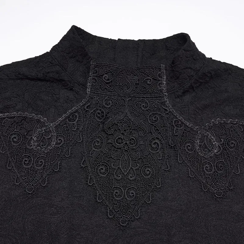 Gothic-Herren-Rollkragenpullover mit Aufklebern und langen Ärmeln