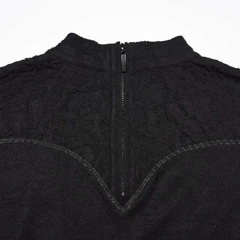 Gothic-Herren-Rollkragenpullover mit Aufklebern und langen Ärmeln