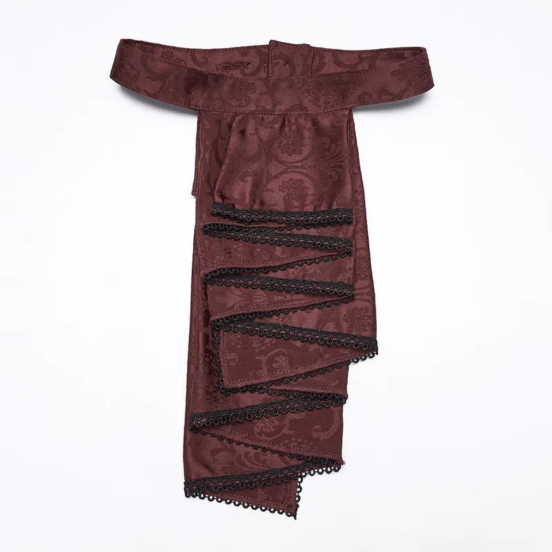 Herrenhemd im Gothic-Stil mit Stehkragen, Stickerei und abnehmbarer Krawatte, rot