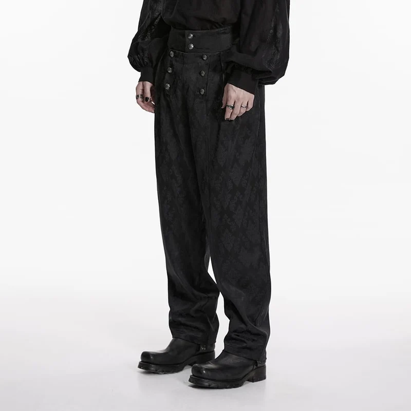 Gothic-Herrenhose mit floralem Jacquardmuster und doppelter Knopfleiste