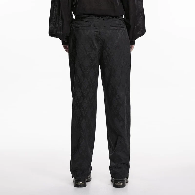 Gothic-Herrenhose mit floralem Jacquardmuster und doppelter Knopfleiste