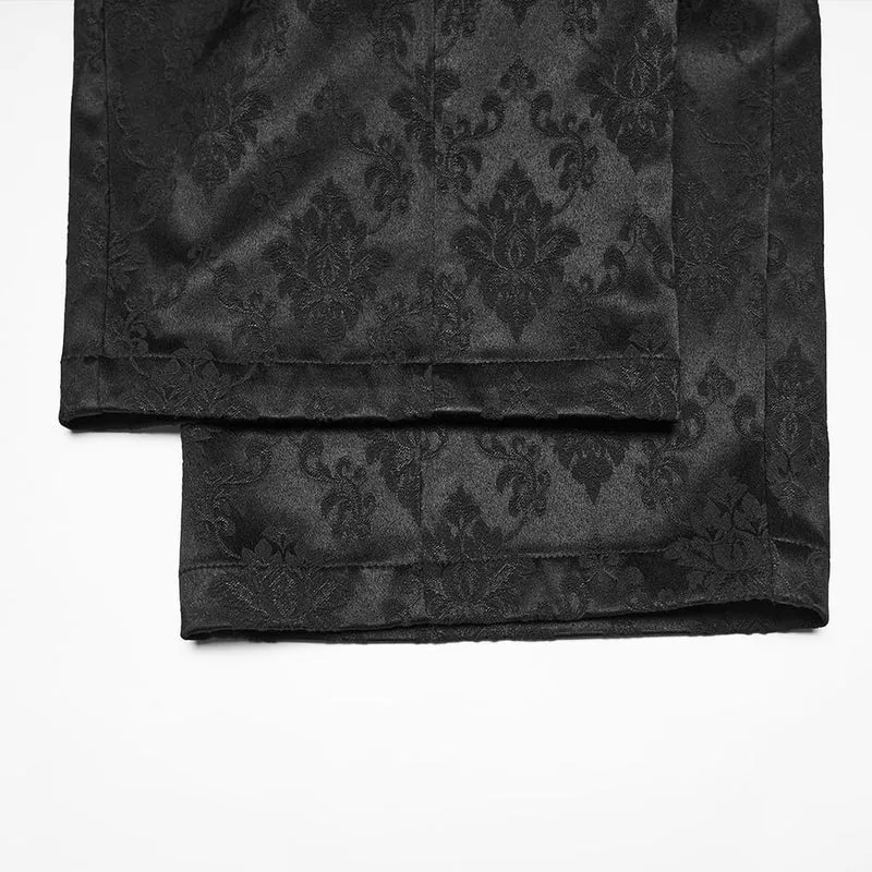 Gothic-Herrenhose mit floralem Jacquardmuster und doppelter Knopfleiste