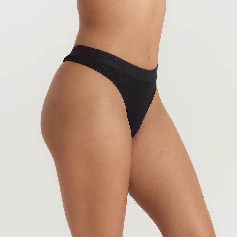 Weicher Gerippter String - Schwarz