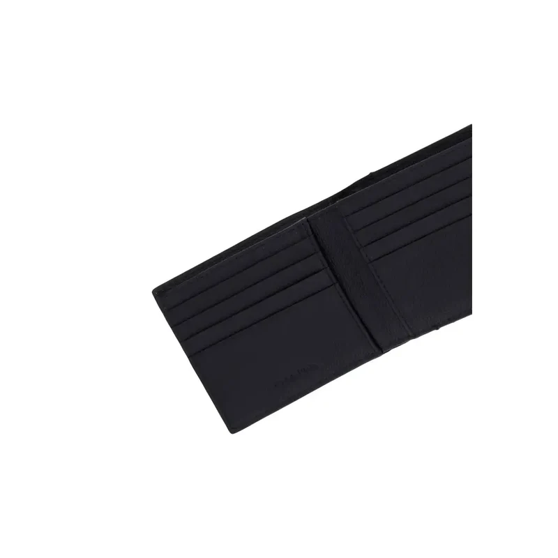 Calvin Klein Herren-Geldbörse aus schwarzem Leder mit Reißverschluss, B 7 x H 9 cm