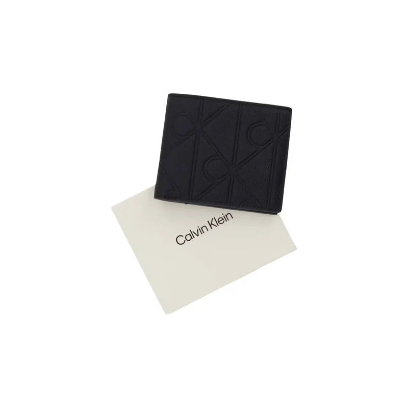Calvin Klein Herren-Geldbörse aus schwarzem Leder mit Reißverschluss, B 7 x H 9 cm