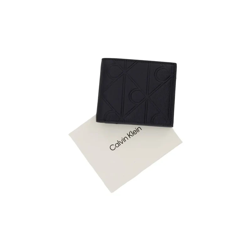Calvin Klein Herren-Geldbörse aus schwarzem Leder mit Reißverschluss (B 2 x H 9 x L 2 cm)