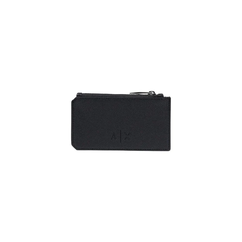 Armani Exchange Herren-Geldbörse, schwarz, Polyester, Reißverschluss, 13 x 7 x 1,5 cm