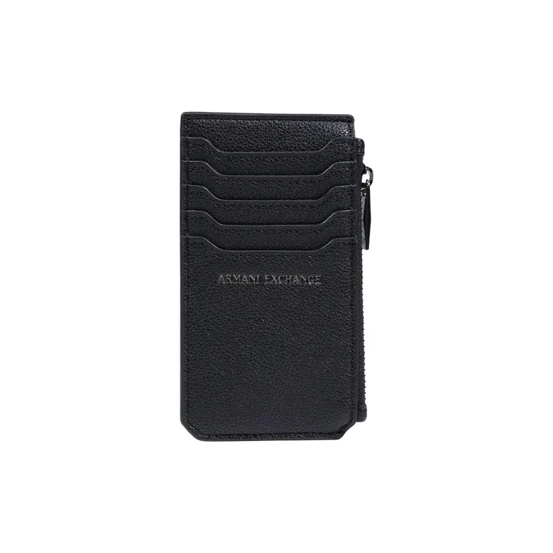 Armani Exchange Herren-Geldbörse, schwarz, Polyester, Reißverschluss, 13 x 7 x 1,5 cm