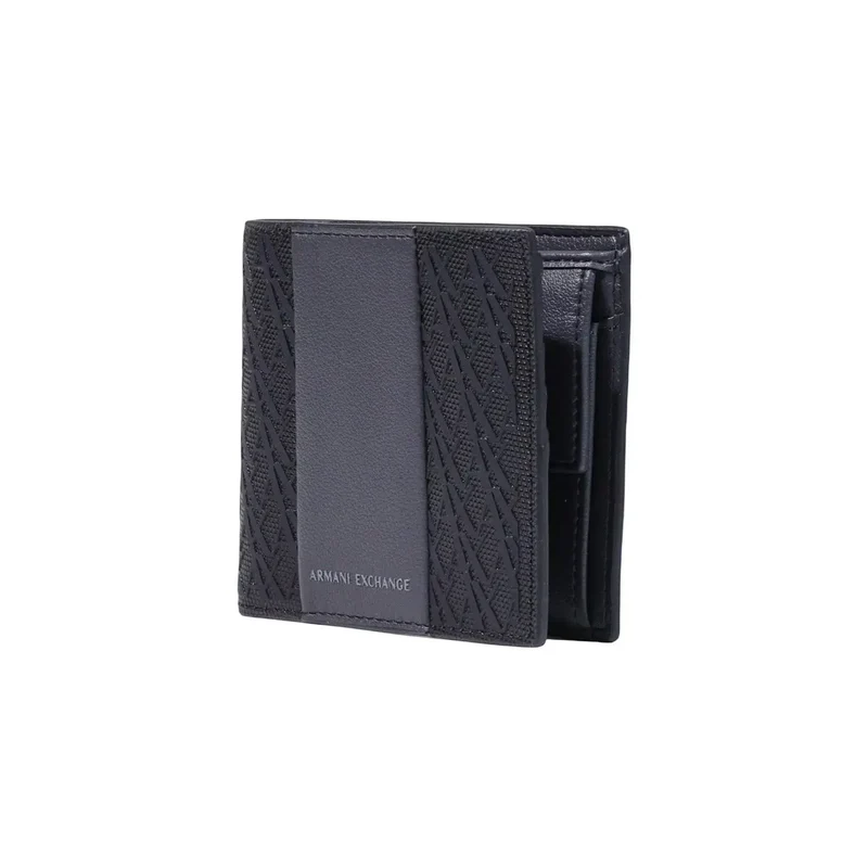 Armani Exchange Schwarze Herren-Geldbörse aus Polyester, 11 x 9 cm
