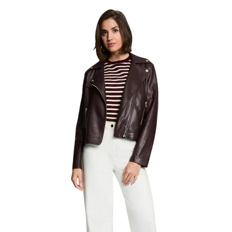 Morgan De Toi Damen-Blazer Bordeaux aus Kunstleder