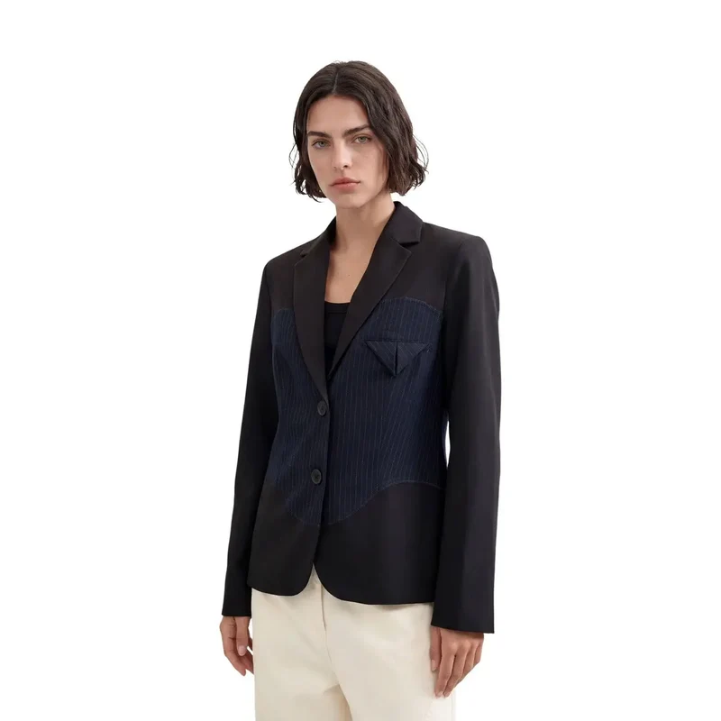 Desigual Damenblazer, blau, geometrisches Muster, Viskosemischung