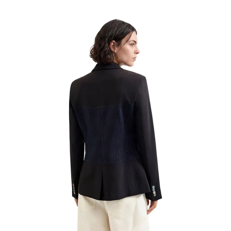 Desigual Damenblazer, blau, geometrisches Muster, Viskosemischung