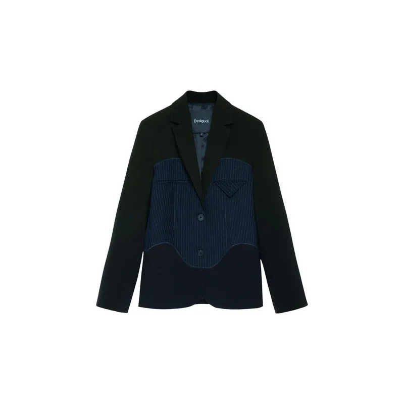Desigual Damenblazer, blau, geometrisches Muster, Viskosemischung