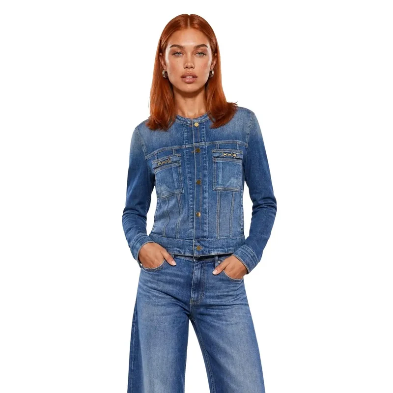 Guess Damen-Blazer aus blauer Baumwolle, Modell Ivy