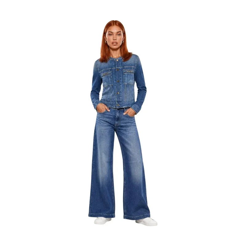 Guess Damen-Blazer aus blauer Baumwolle, Modell Ivy