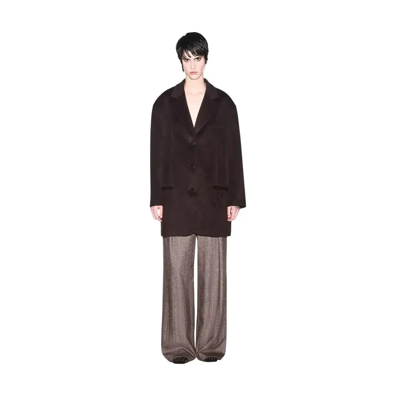 Armani Exchange Damenblazer aus braunem Wollmischgewebe