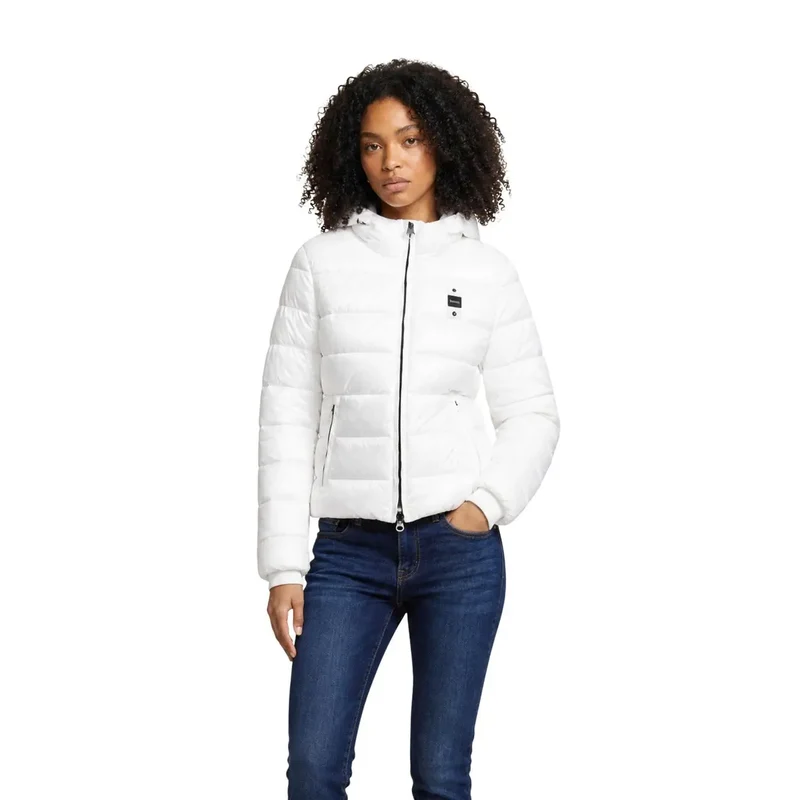 Blauer Damen-Nylonblazer in Braun mit Kapuze