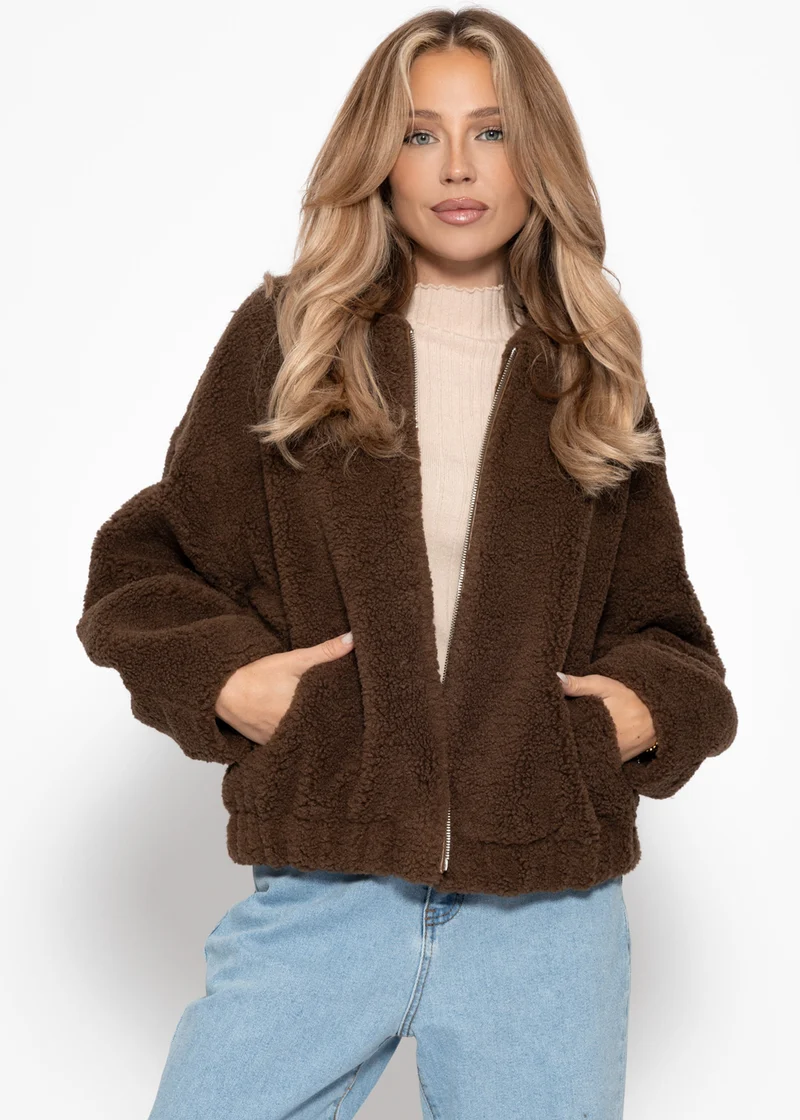 Bomberjacke aus Teddyfell - braun