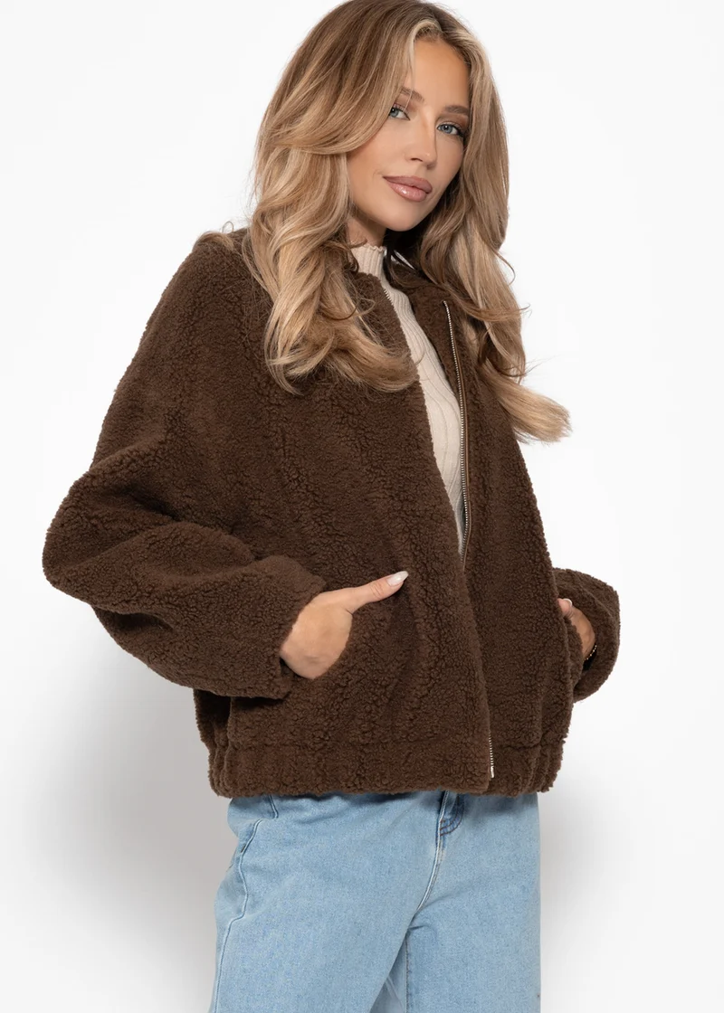 Bomberjacke aus Teddyfell - braun