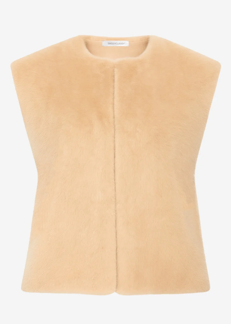Elegante Kunstfell Weste - beige