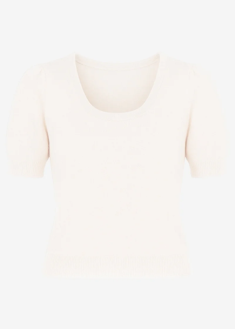 Strickoberteil mit Puffärmeln - creme