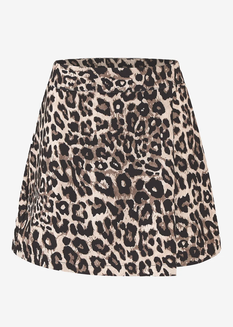 Hosenrock mit Leo-Print - braun