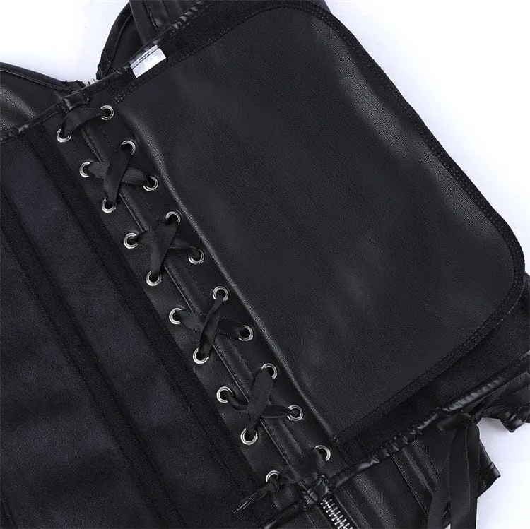 Gothic-Korsett für Damen mit unregelmäßiger Schnürung und Reißverschluss über der Brust