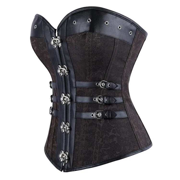 Gothic-Korsett für Damen mit Ösen, Schnallen und Schnürung über der Brust