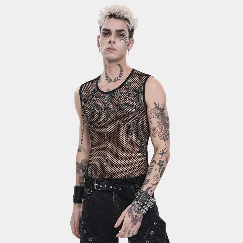 Punk-Tanktop für Herren mit Nieten und Kettenmuster
