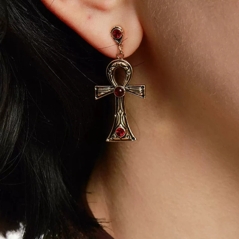 Grunge-Retro-Ohrringe mit Strasskreuz für Damen