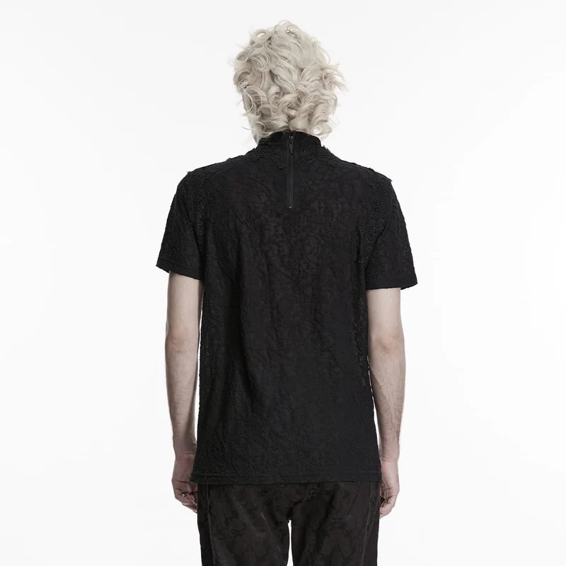 Gothic-Herren-Rollkragenpullover mit Raffungen und kurzen Ärmeln