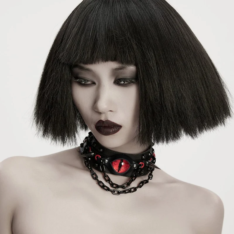 Damen Punk Dämonenauge Nieten Kette Choker
